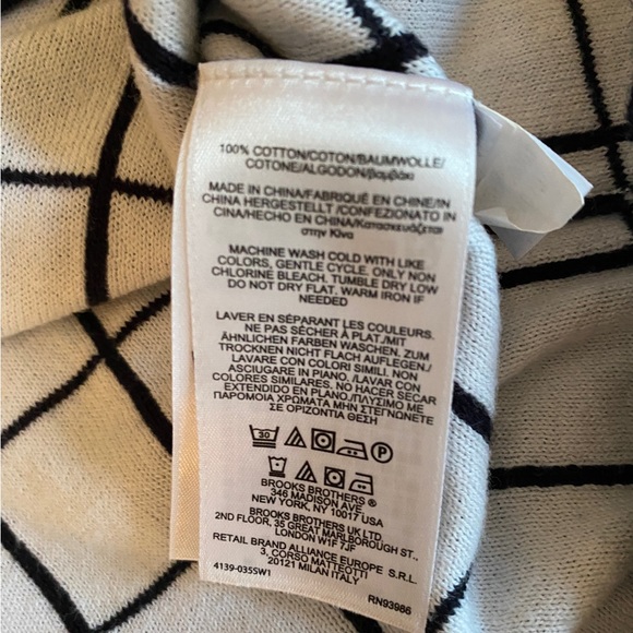 Brooks Brothers 346 black and white window pane sweater, size large, 100% cotton - Picture 12 of 12